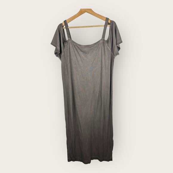 Cloth & Stone Womens size Large Cold Shoulder Midi Dress Gray Beachy Coastal - Picture 3 of 9